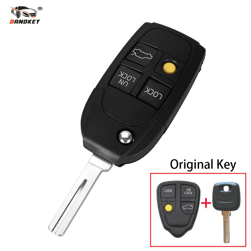 

DANDKEY 4 Buttons For Volvo S40 V40 S70 C70 V70 S80 Remote Case Flip Folding Key Shell Blank Folding Flip Remote Key