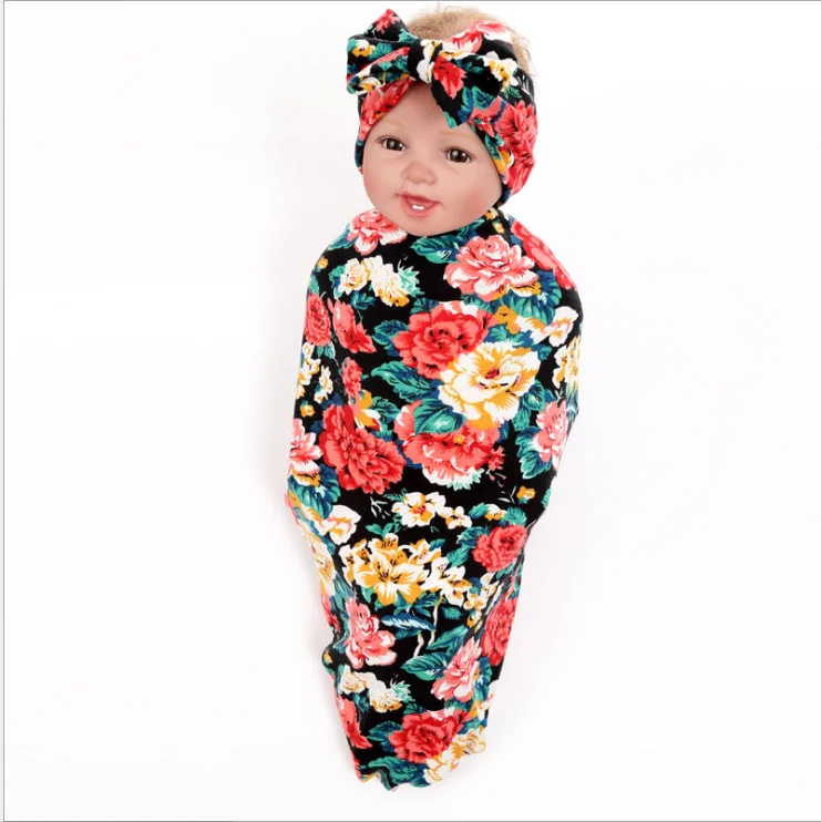 Новинка года, 2 предмета, детское хлопковое муслиновое одеяло с цветочным рисунком для завёртывания для пеленания, детское Пеленальное полотенце для новорожденных