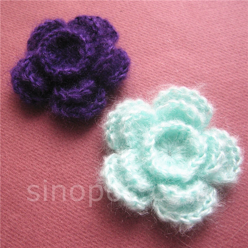 

Handmade Sew-on Crochet Flowers 56mm colorful, quilting embellish scrapbook DIY cotton mohair knitting headwear garment sewing