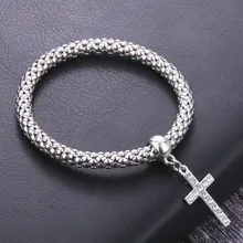 Pulseras Mujer Moda Крест Браслеты попкорн ДЛЯ Woemn шарм браслеты попкорн цепь ювелирные изделия для женщин Мода/девушка ювелирные изделия