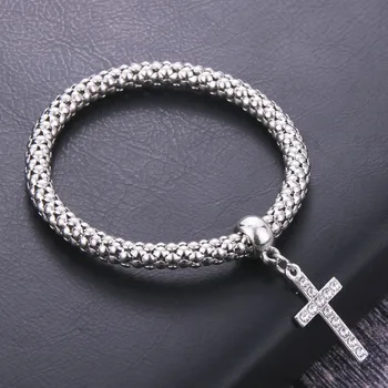 

10Pcs/Lot Mujer Moda Cross Bracelets Popcorn For Woemn Charm Bracelets Popcorn Chain Jewelry For Women Fashion /Girl Jewelry