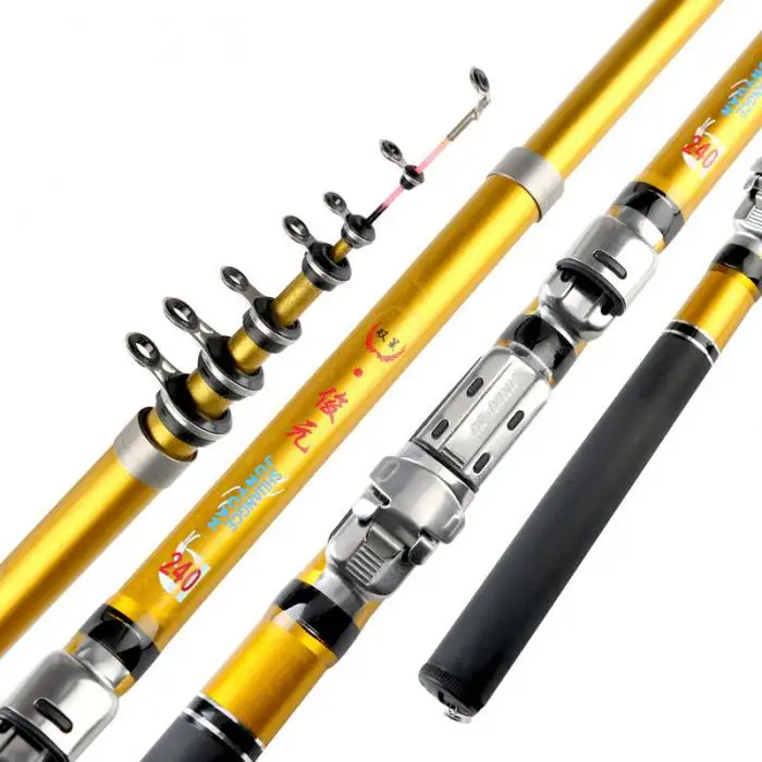 Portable Sea Fishing Rod Pole Carbon Fiber 1.8/2.1/2.4/2.7/3.0m Telescopic Spinning Reel Fish Tackle JT-Drop Ship