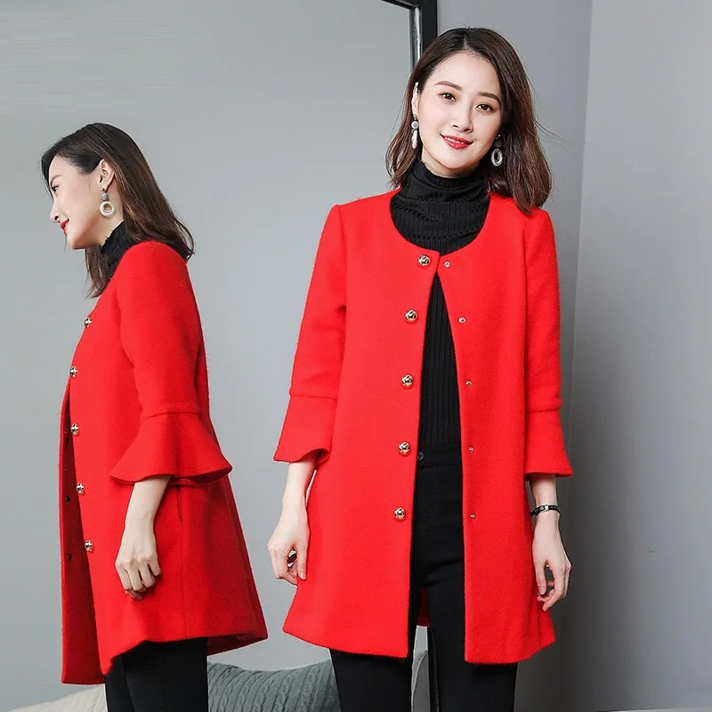 JQNZHNL 2018 Winter New Women Stand Collar Bat Sleeve