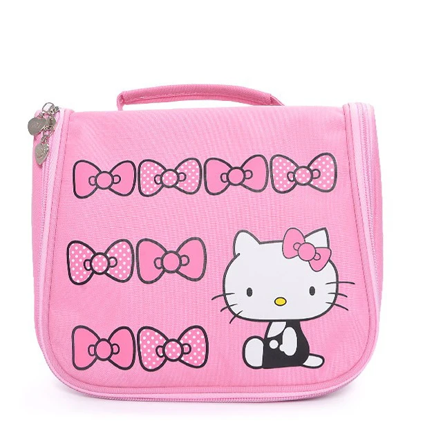 

Hello Kitty Woman Cosmetic Bags Girls Cartoon Travel Toiletry Canvas Pattern Necessary Organizer Makeup Bag Storage Beauty Bags