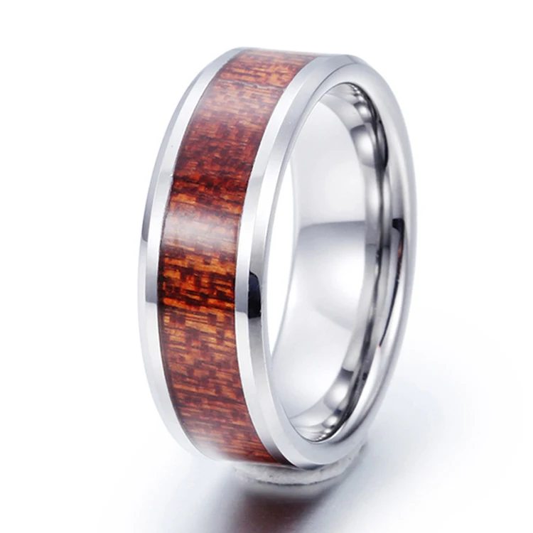 His /& Hers Matching 4MM meteorito embutido conjunto anillo de compromiso alianza de boda