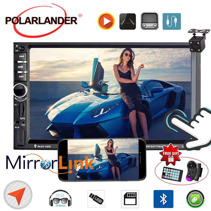 Автомагнитола 2DIN 7 дюймов сенсорный экран MirrorLink HD MP5 видеоплеер + камера заднего
