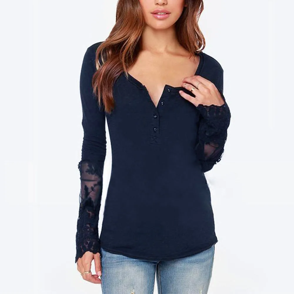 

Spring Autumn New fashion lace solid Shirts for women tee shirt femme camisetas long sleeve shirt female casual shirtss tops