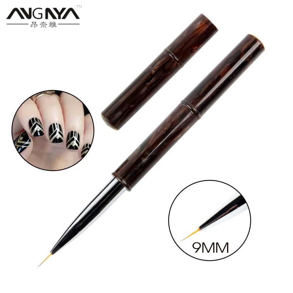 ANGNYA 1 шт. 9 мм Агат ручной работы черный Nail Art французский полоски линии цветок