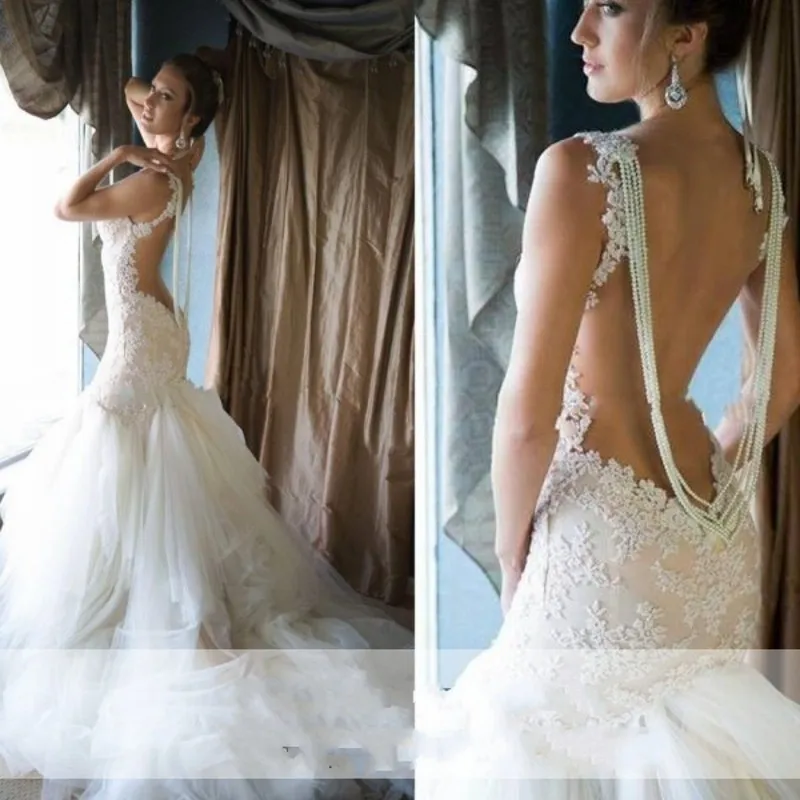 

Modest Long Bridal Dresses Beaded Lace Applique Backless Sweep Train Bridal Wedding Gowns Gorgeous vestido de noiva princesa