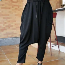 Новая мода Европа и США шоу шаровары брюки мужские Висячие промежности брюки певица костюмы