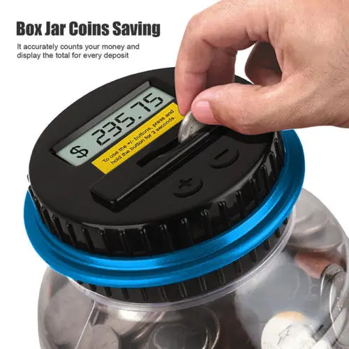 

LED Digital Coin Saving Money Box Jar Automatic Electronic Counting Piggy Bank