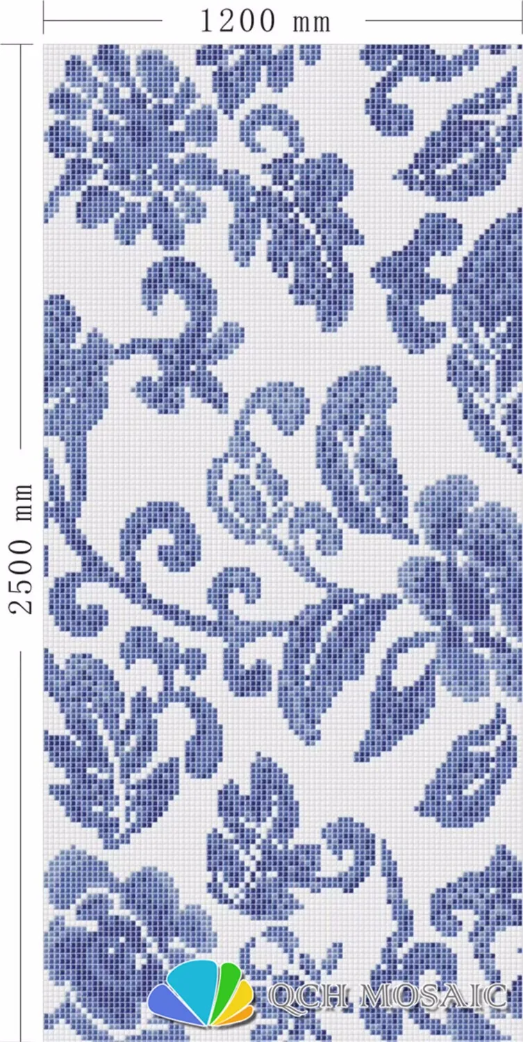 Керамические мозаичные плитки для украшение на стену для дома плитка мозаичная головоломка белый и синий размер 1200xH2500mm