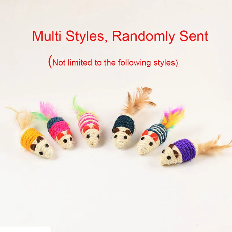 

Sisal Mouse Mice Pet Cat Toys Kitten Playing Chew Scratch Catch Toy Length 14cm Color Random Toy for Cats