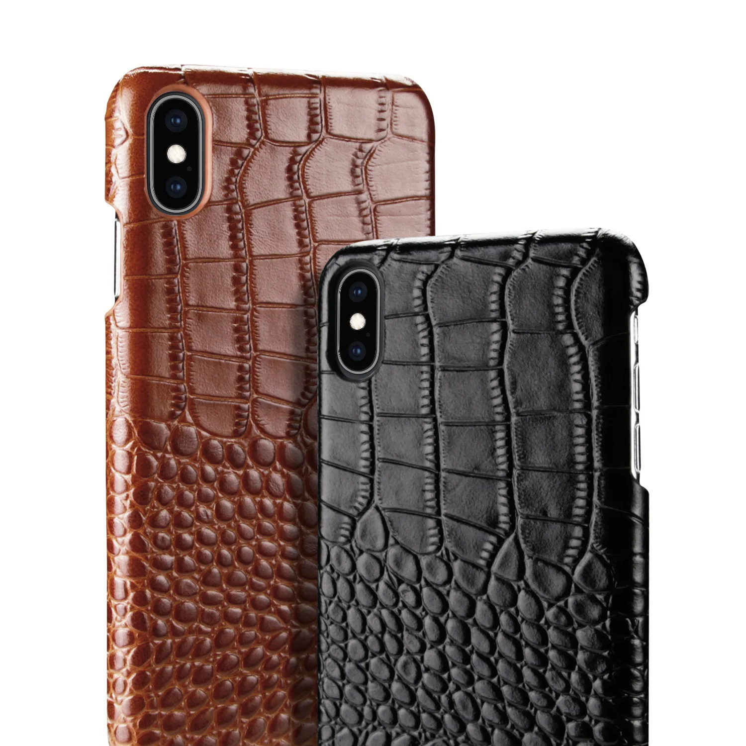 

2019 New For iPhone 7 8 Plus X XR XS MAX Real Cowhide Back Cover Natural Genuine Leather Cow Skin Phone Case Crocodile Grain