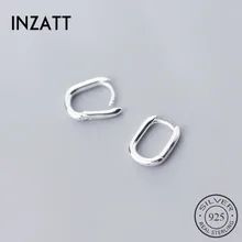 INZATT, настоящее 925 пробы, серебряные, минималистичные, геометрические, Овальные, серьги-кольца для модных женщин, вечерние, хорошее ювелирное изделие, модный подарок