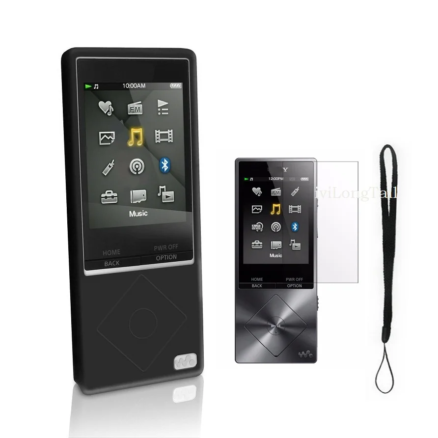 Silicone Case for Sony Walkman NWZ A15 A17 A25 A27 Cover mp3 Screen Protector Flim Strap