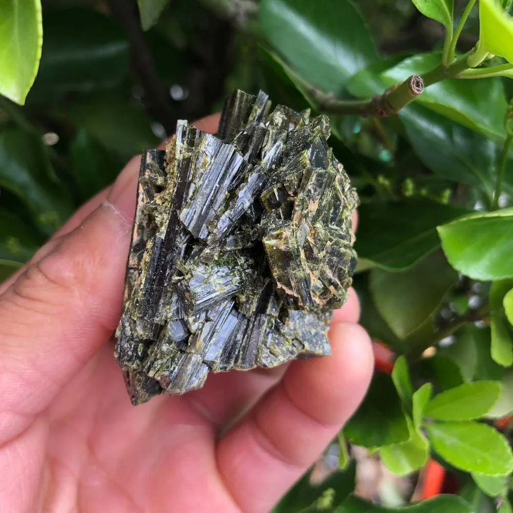 

Specimen of natural green tourmaline crystal cluster