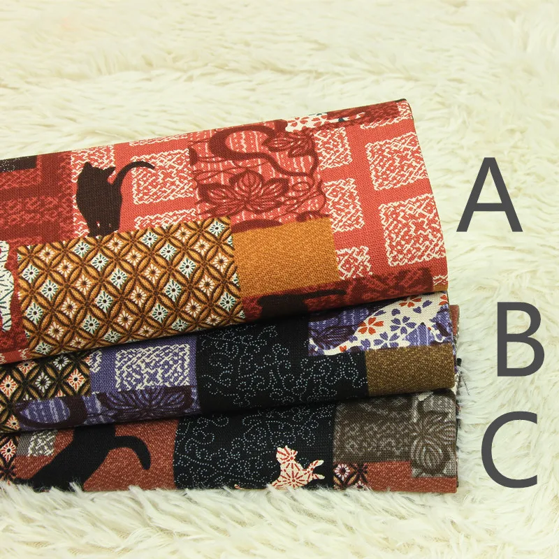 Дизайн 3 цвета черный Кот винтажная Этническая хлопковая ткань по двору/(ширина: 4" /110 см