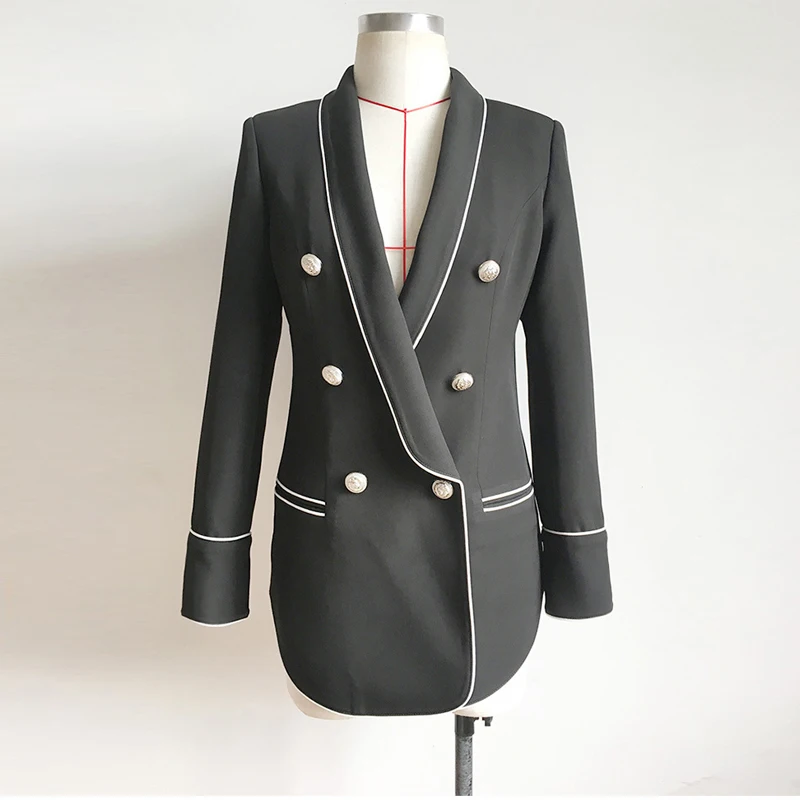 High Quality Chic Design Elegant Women's Blazer Coat Solid Double Breasted Long Sleeve Office Lady Blazers Jackets Plus Size