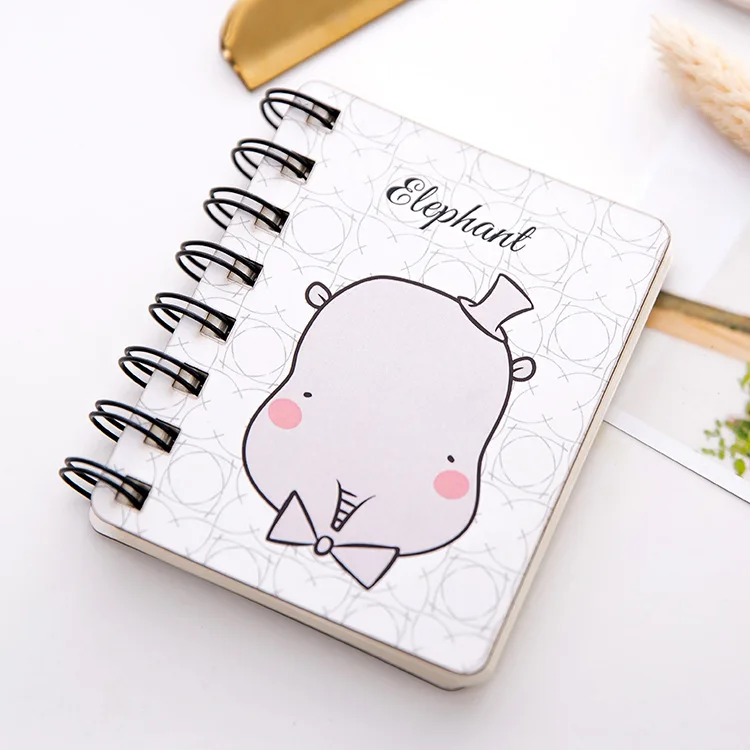EZONE портативный календарь милые животные мультфильм спираль ноутбук мини портативный ноутбук путешествия журнал карманные блокноты прекрасный подарок - Цвет: Elephant calf