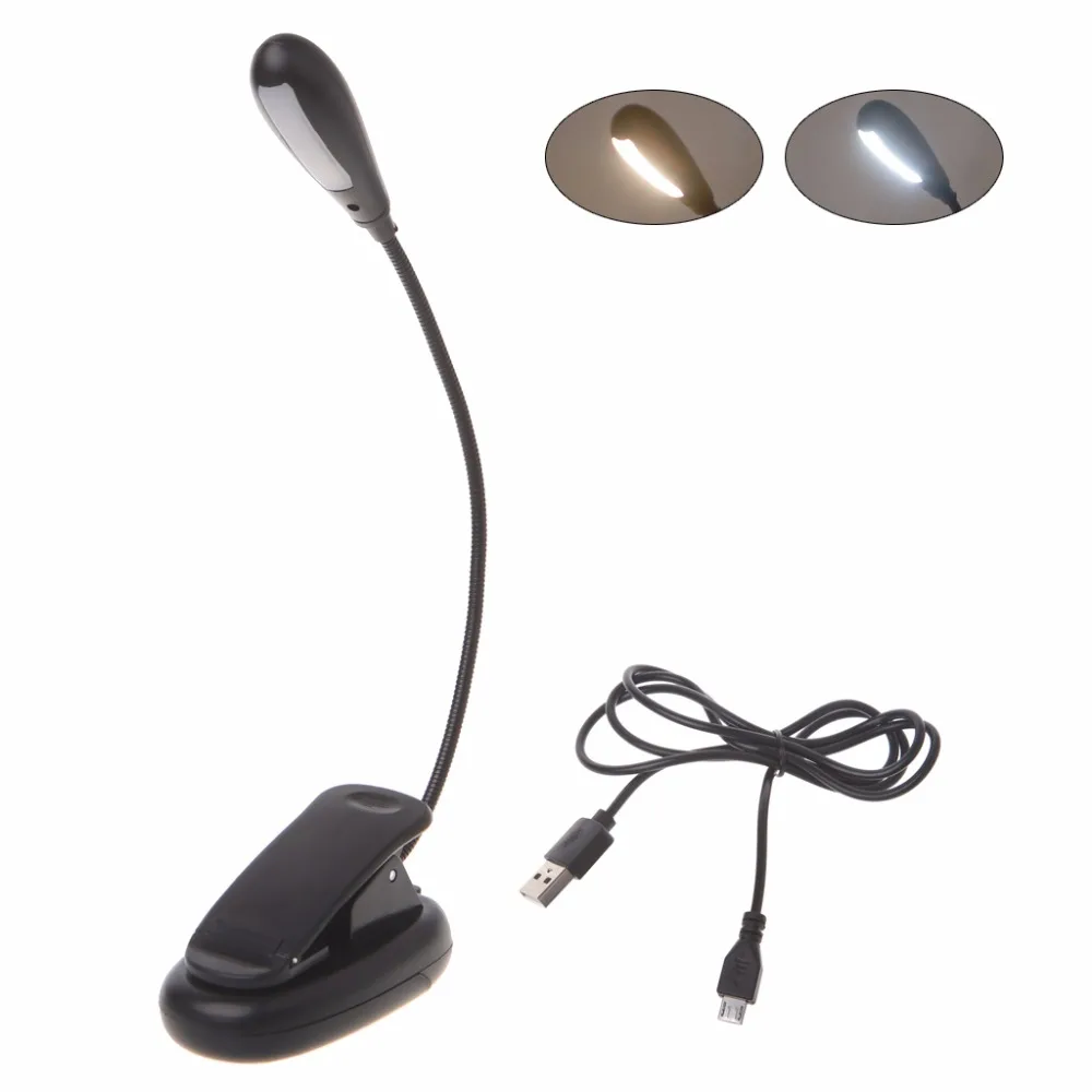 

HNGCHOIGE 1.2W Flexible Arm Dimmable 7 LED USB Table Lamp Clip-on Bed Reading Table Light Reading Music Light