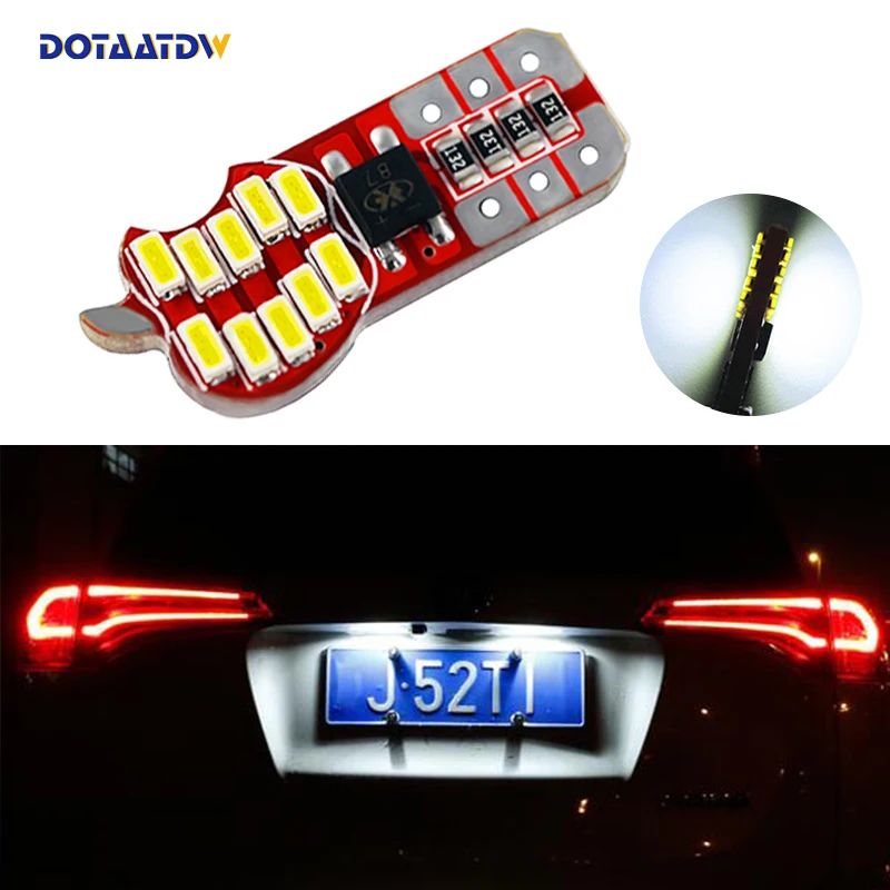 DOTAATDW 1x T10 W5W 4014SMD ошибок яркий белый светодиодный номерной знак светильник для Peugeot