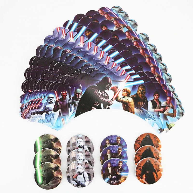 

24pcs Star Wars Theme Party (12pcs Cupcake Wrappers +12pcs Cake Topper) for Baby Shower Party Cake Decor