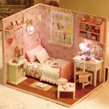 Милая комната Солнечный Ангел ручной работы кукла миниатюрная мебель DIY деревянный кукольный дом игрушки для детей Взрослые подарок на день рождения H-002