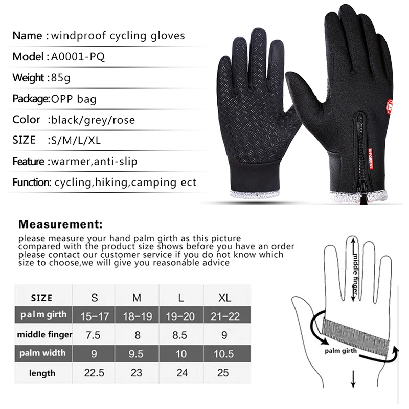 Kyncilor Cold Winter Hiking Bicycle Gloves ciclismo Thicker Anti Slip Fleece Wind stop Touch Screen Warm Cycling Gloves 6