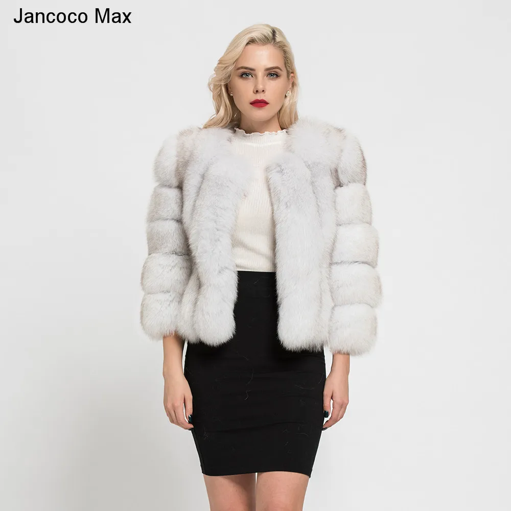 

Jancoco Max 2019 Real Fox Fur Coat Winter Warm Cropped Jacket For Women High Quality Natural Fur Short Outerwear S7150
