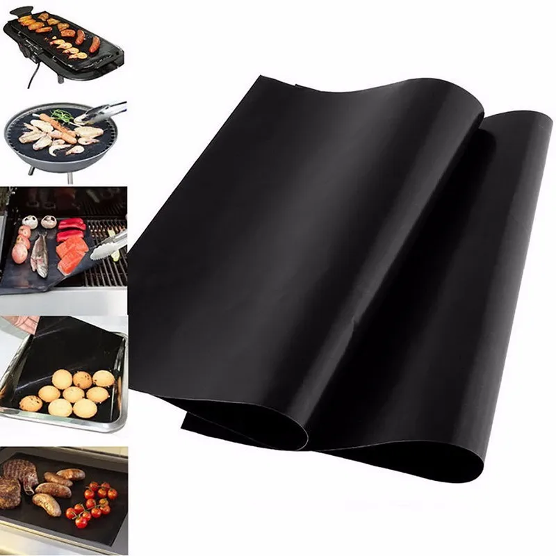

2Pcs/set Reusable BBQ Grill Mat Pad Sheet Hot Plate Portable Easy Clean Nonstick Bakeware Cooking Tool BBQ Accessories
