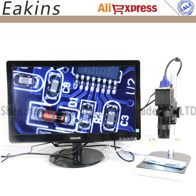 2в1 цифровой микроскоп камера VGA USB Выходы+ 56 светодиодный светильник+ подставка держатель+ 8-130X C крепление объектива для PCB/лабораторного ремонта