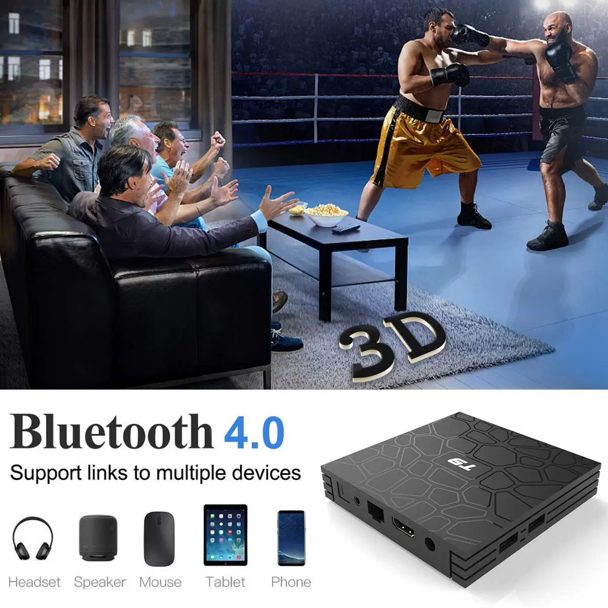2018 T9 التلفزيون مربع الروبوت 8.1 8 1 4 GB 32 GB 64 GB الذكية التلفزيون البادئة Rockchip RK3328 1080 P H.265 4 K جوجل تلعب نيتفليكس مشغل الوسائط