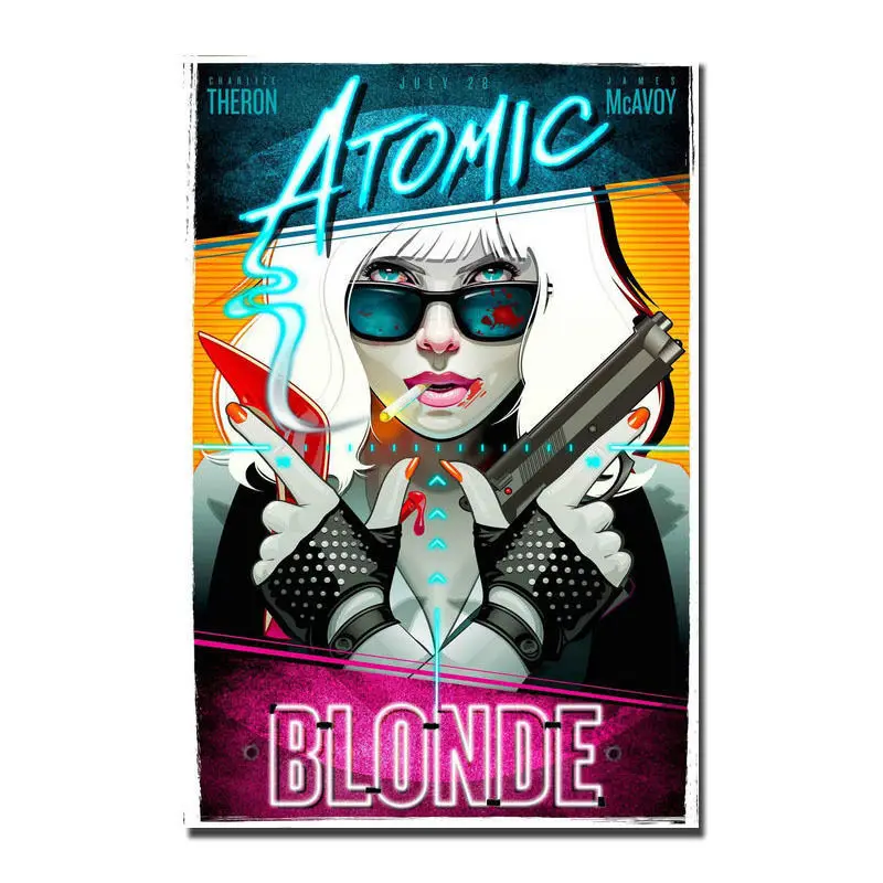 2017 Movie Atomic Blonde Charlize Theron 2-Silk Art Poster Wall Sicker Decoration Gift