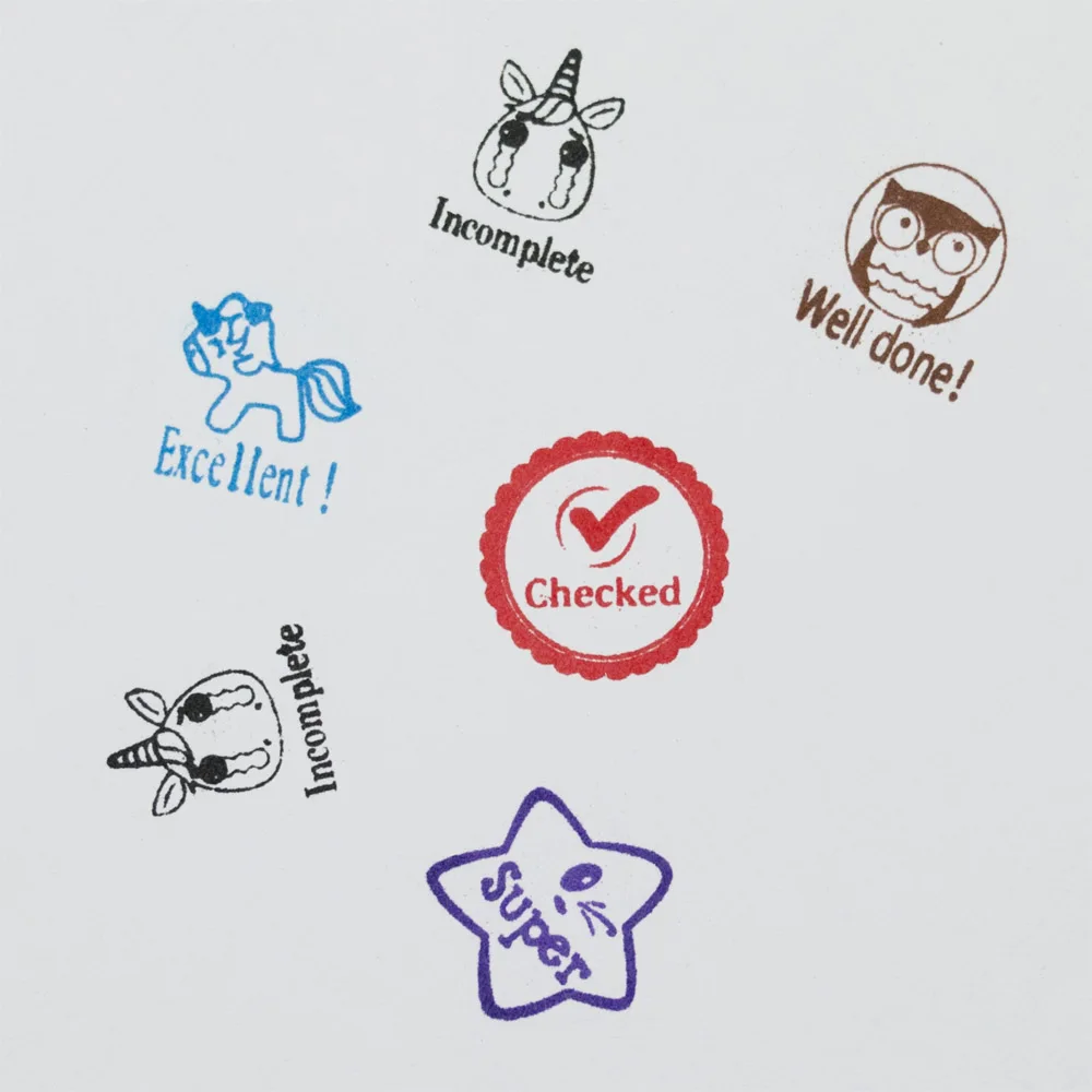 

5PCS /Set Super Well done Excellent Self Inking Comment Stamp for Teachers Kids Decorative Stamps Scrapbook School Assessment
