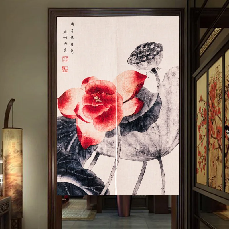 

Chinese Style Lotus Flower Curtain Thickened Cotton Half Curtain Coffee Short Curtain for Window Kitchen Cabinet Door xy-81