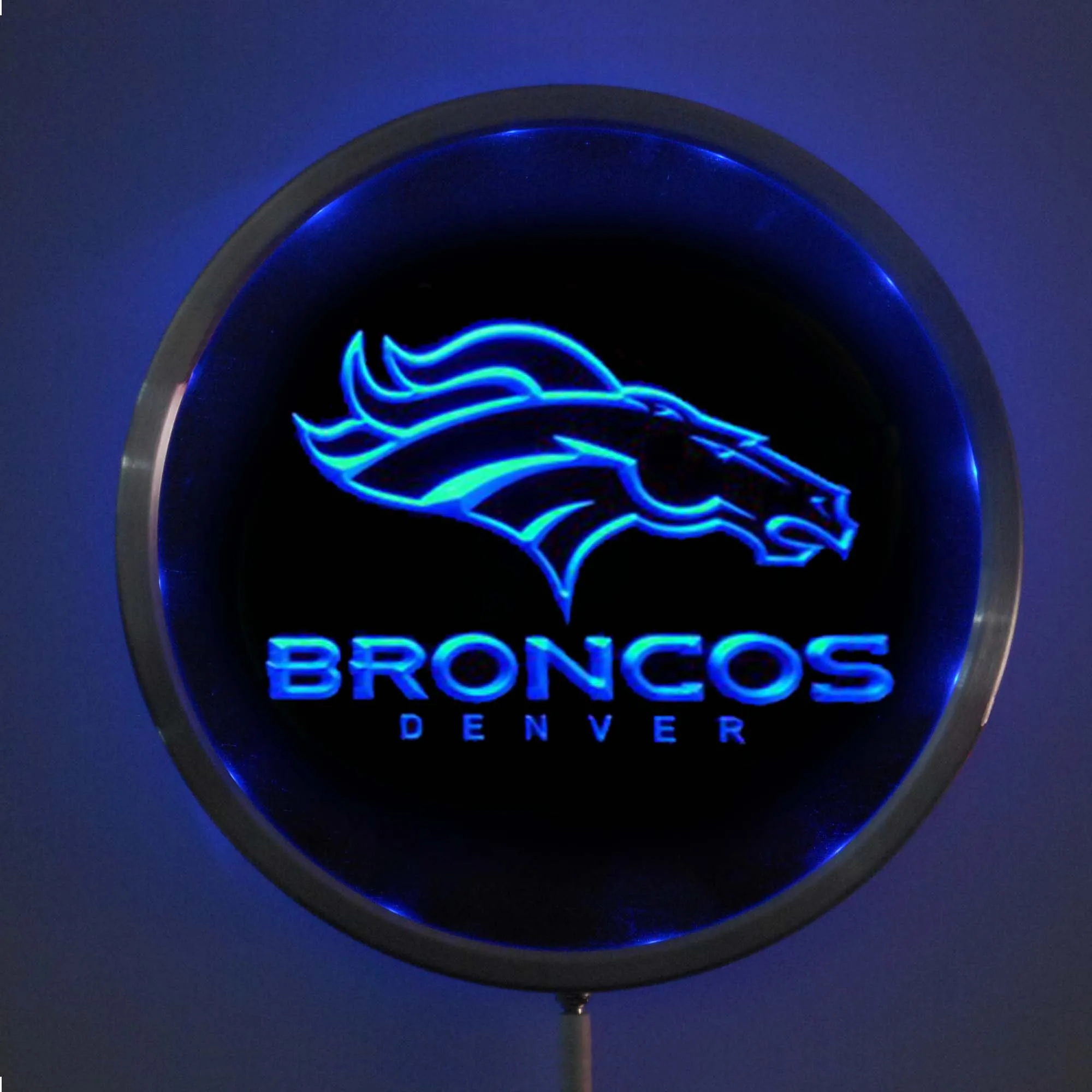 rs b0067 Denver Broncos LED Neon Round Signs 25cm/ 10 Inch Bar Sign