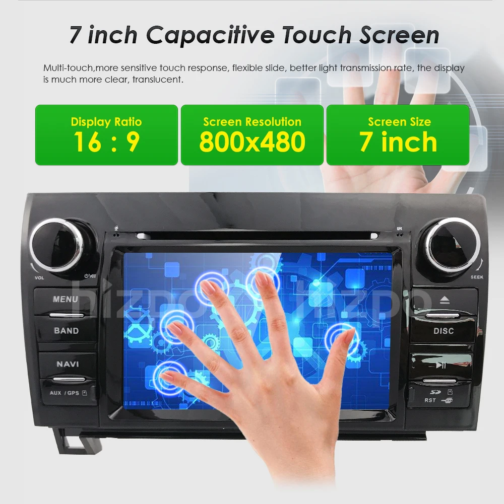 Cheap 2 din Touch Screen Car Radio Stereo for Toyota Tundra Sequoia 7 Inch 800*480 HD Radio RDS AM/FM 3G SWC IPOD CANBUS SD USB BT MAP 6