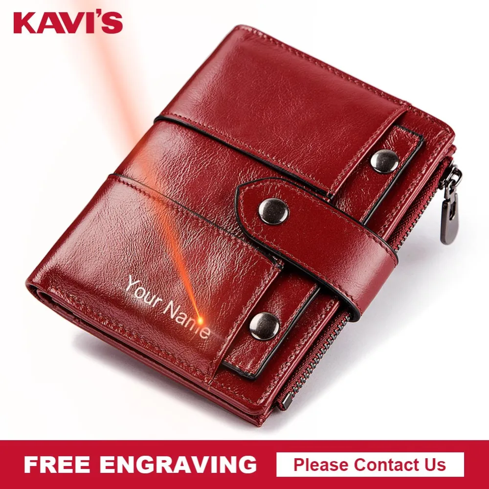 Кошелек KAVIS из натуральной кожи с бесплатной гравировкой Женский винтажный