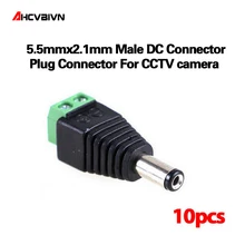 Горячая Распродажа, 10 шт./лот 5,5 мм* 2,1 мм разъем постоянного тока CCTV Разъем питания BNC для камеры видеонаблюдения