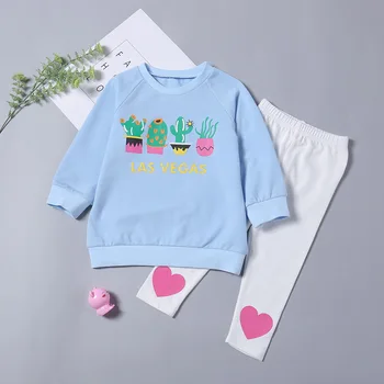 

Children Clothing Sets Spring Autumn Girls Clothes Fashion Print Pullover+Pants 2Pcs Outfits 2018 1-6 years kids clothes.YO54B