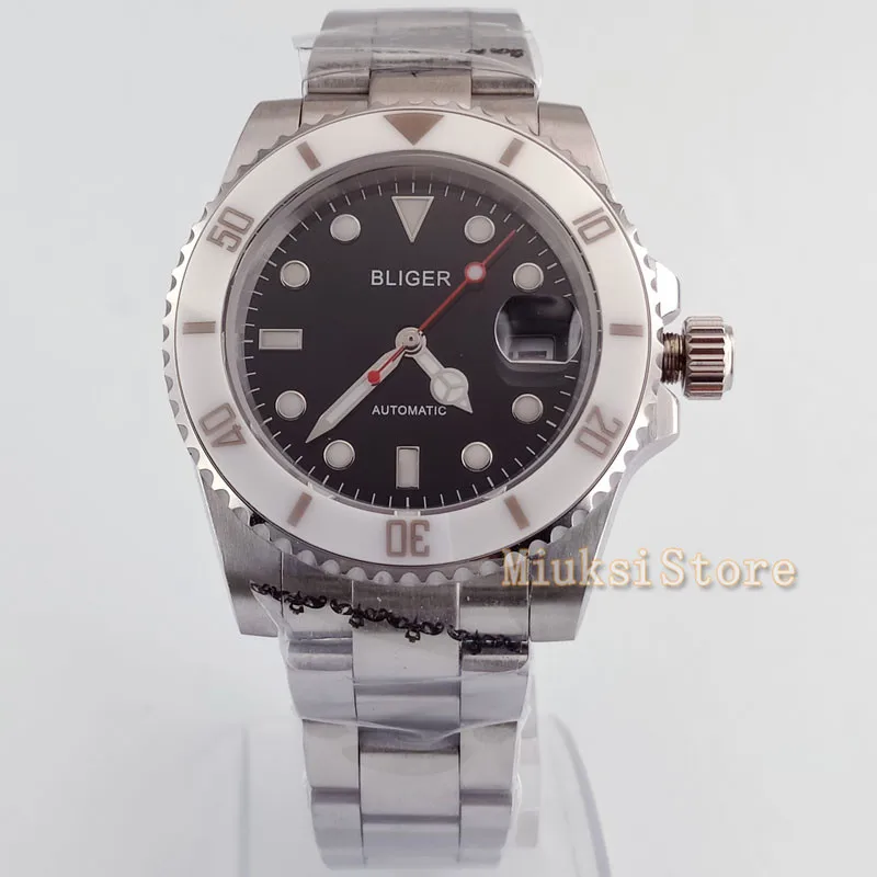 

40mm Hommes Horloge Montres Mechanical Stainless bracelet Sport Relogio Masculino Luminous Automatic Top Marque black Luxe