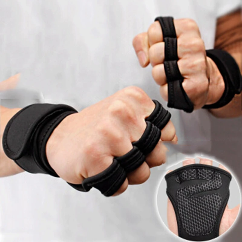 New 1 Pair Weight Lifting Training Gloves Women Men Fitness Sports Body Building Gymnastics Grips Gym Hand Palm Protector Gloves (15)
