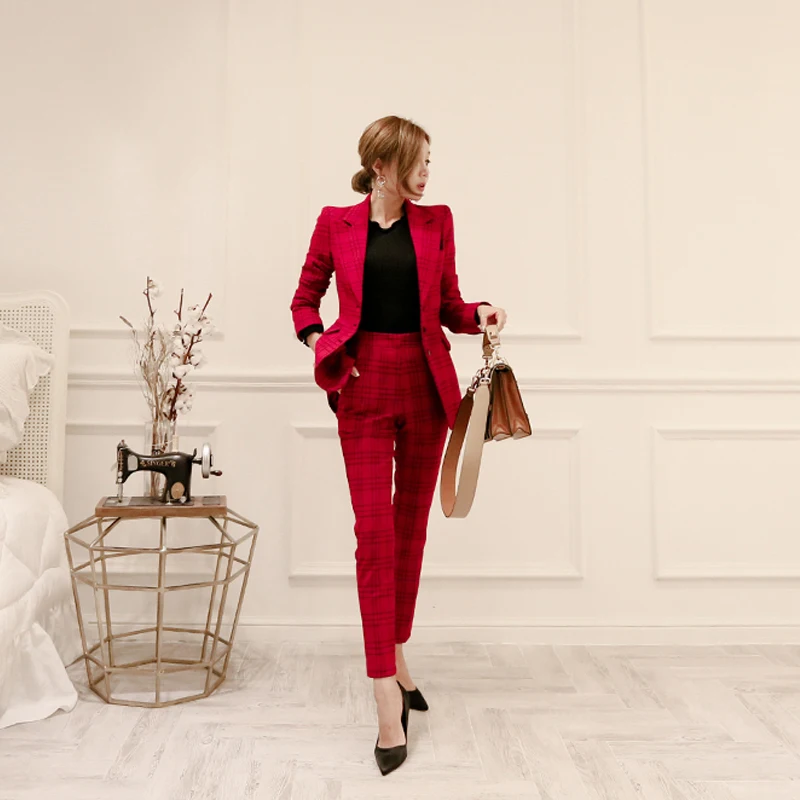 Женское костюмное пальто-новые женские комплекты из двух предметов 2019 женские комплекты одежды плюс размер Одежда Темперамент Мода