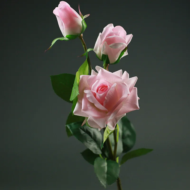 3 hlavy Umělé skutečné Touch Rose květiny Dekorace Čerstvé růže Umělé květiny latexové růže pro svatební kytici dekorace