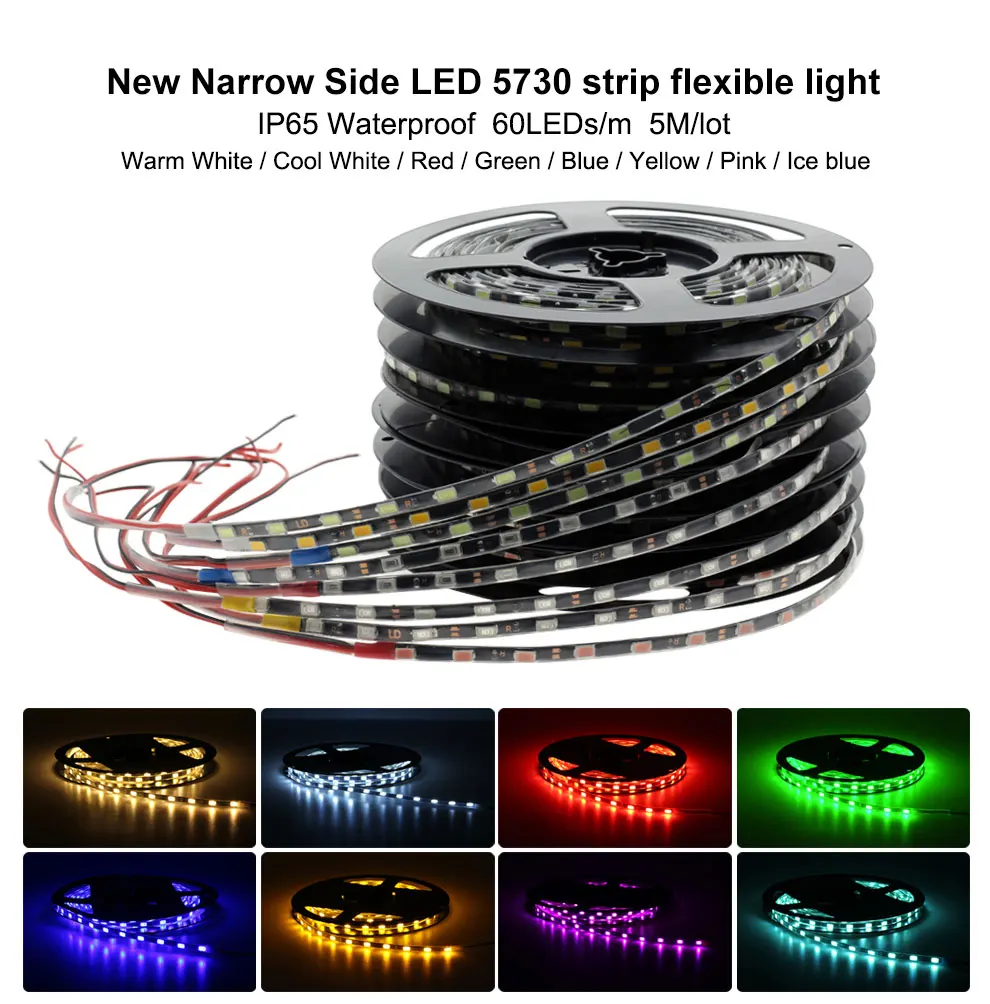 

[Seven Neon]Ultra Bright flexible DC12V 5mm slim PBC 5630/5730 waterproof 60leds/m Ice blue led smd strip white and black PBC