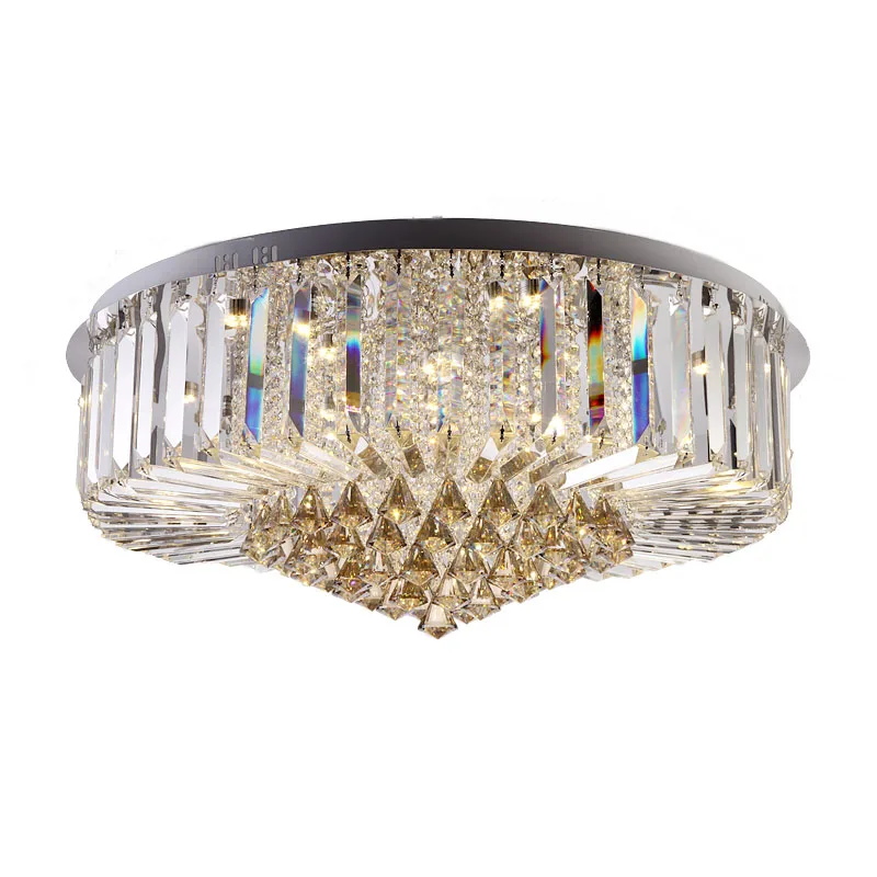 

LED Simple Modern Crystal Light Ceiling Lights Round Stainless Steel Living Room Bedroom led Crystal Light fixture ceiling lamps