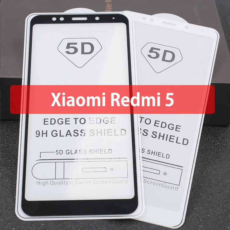 5D полное клейкое покрытие закаленное стекло Xiaomi Redmi 5 Plus Защитная пленка для