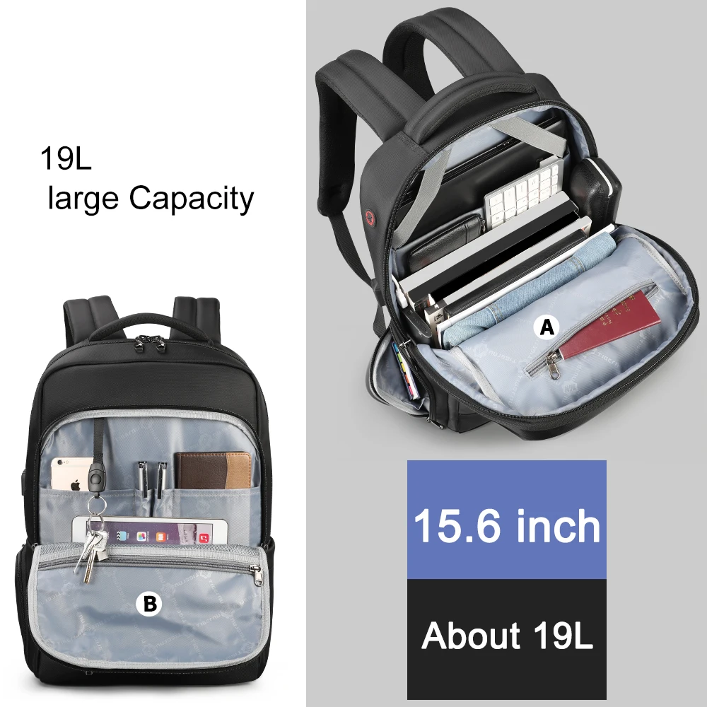  Tigernu charging urban 15.6 inch laptop backpack male RFID anti theft bag for school travel busines