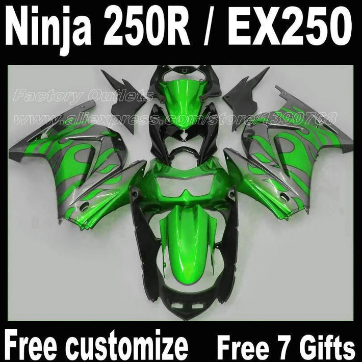 Hot Sale Fairing kit for Kawasaki Ninja 250R 2008 - 2014 EX250 08 09-14 green black Fairings set ZX250R 2009 2010 2012 FB36 Hot Sale Fairing kit for Kawasaki Ninja 250R 2008 - 2014 EX250 08 09-14 green black Fairings set ZX250R 2009 2010 2012 FB36
